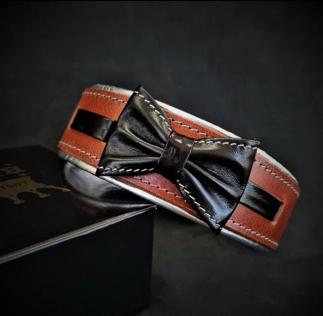 "Bowtie" Halsband Braun-Schwarz oder Rot-Schwarz