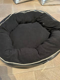 Topmast Hundekissen Donut-Kunstleder-Fleece-Schwarz 50x50