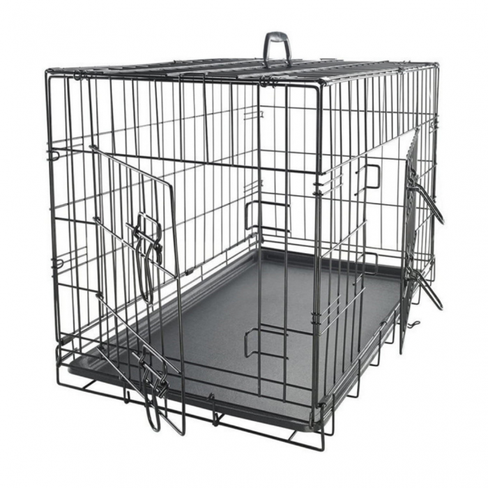 Hundebox schwarz , 2Tür/Plastik Einsatz/120,5x73,5x80,5cm