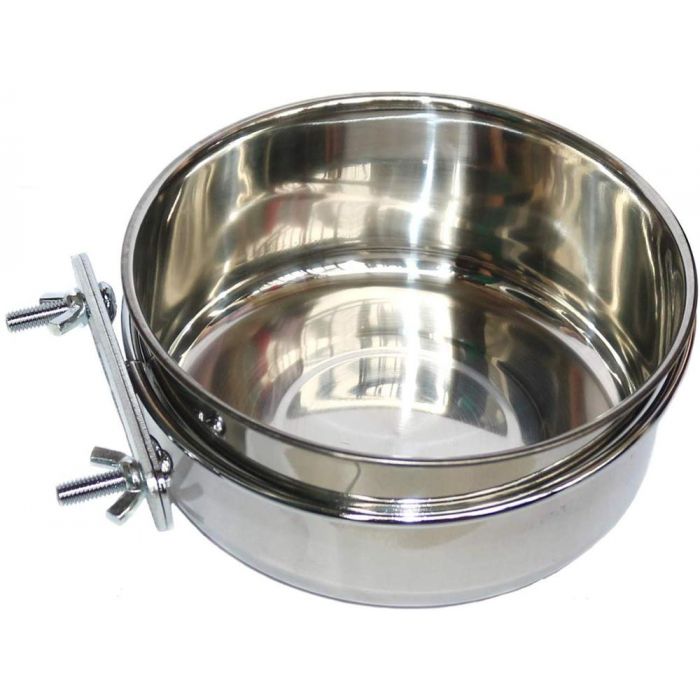 Futternapf Edelstahl mit Klemmhalter 21cm