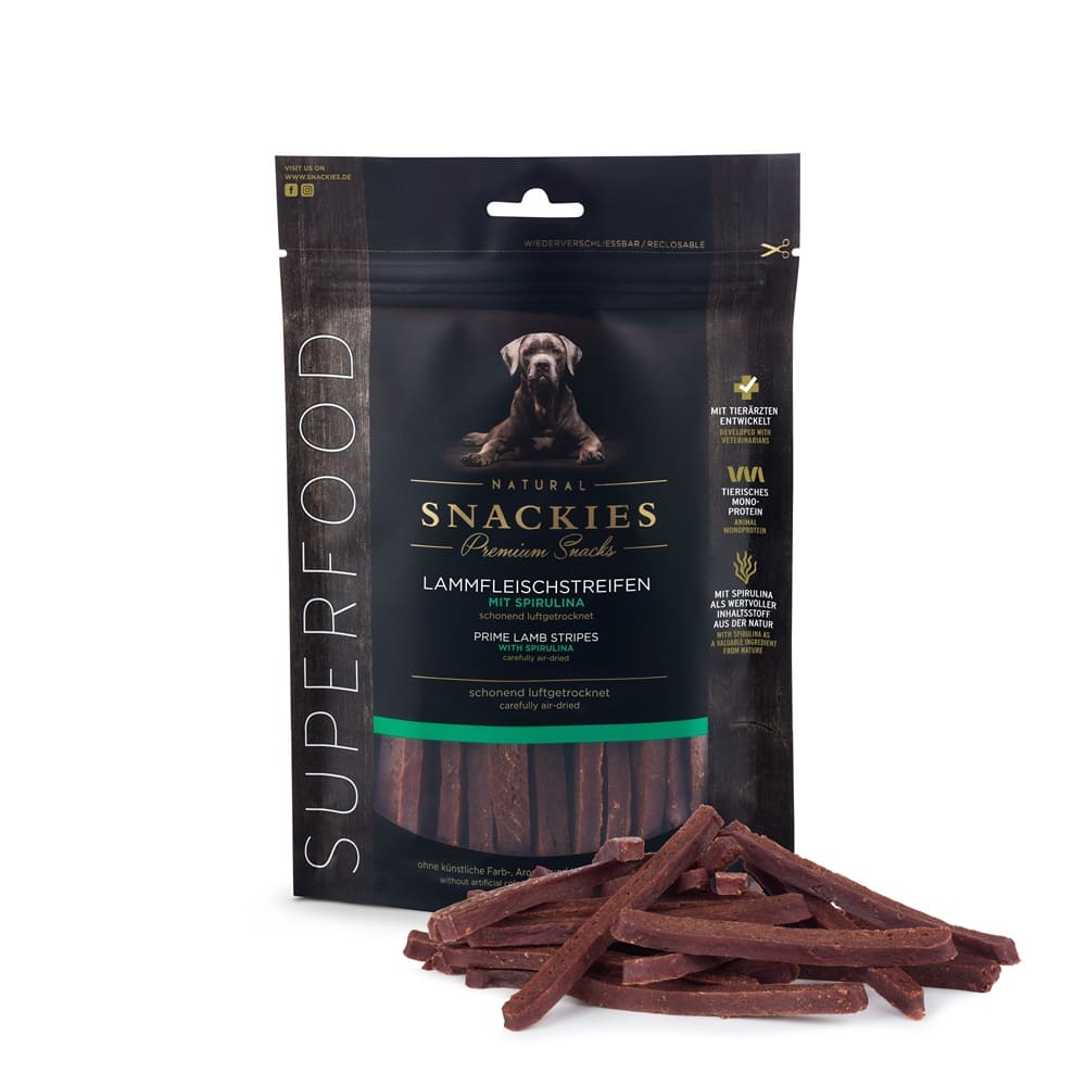 Feine Lammfleischstreifen mit Spirulina 170g