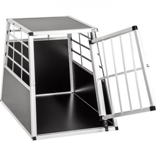 Hundetransportbox - Aluminium - MDF - Schwarz - 92 x 65 x 69 cm
